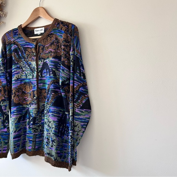 VINTAGE | Italian-Made Knit 3/4 Button-Down Crewneck Sweater by Franco Valeri - Picture 4 of 5